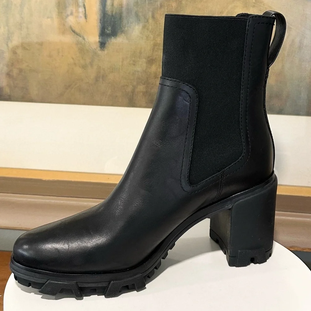 🌹RAG & BONE🌹 Shiloh Mid Leather Chelsea Boot In Black Size: 41 - Picture 4 of 16
